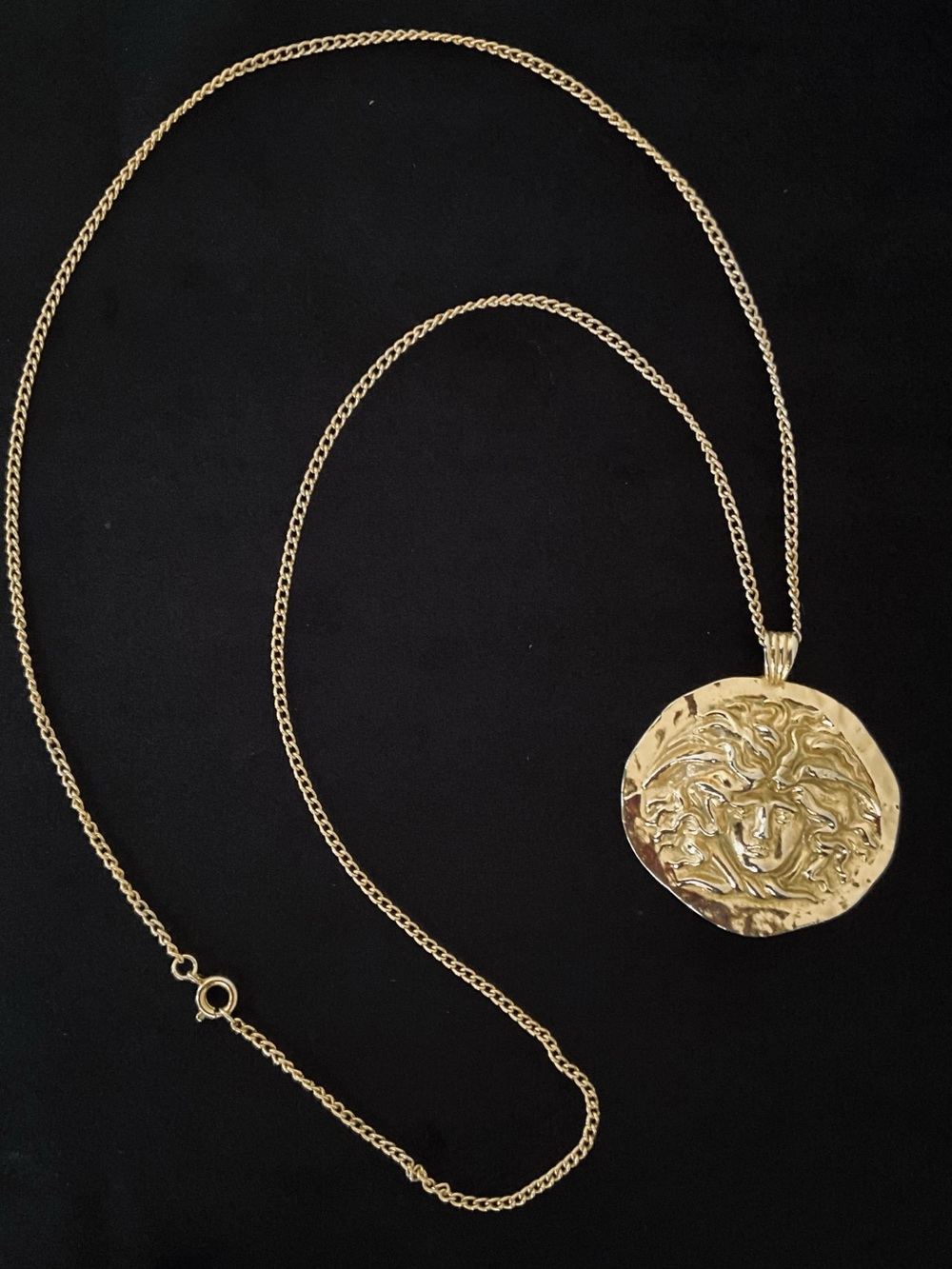 #41 Vintage Sphinx Gold-tone Medusa Medallion Necklace